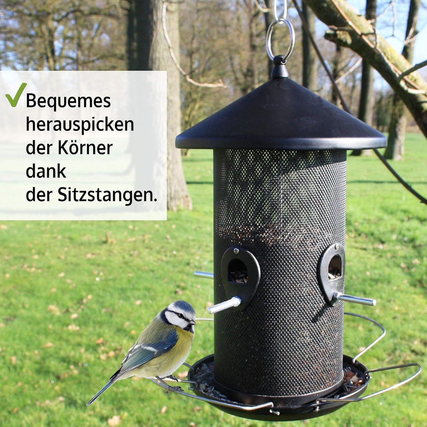 Futterstation Premium XL Vogelfutterspender Vogelfutterhaus Metall Futtersilo