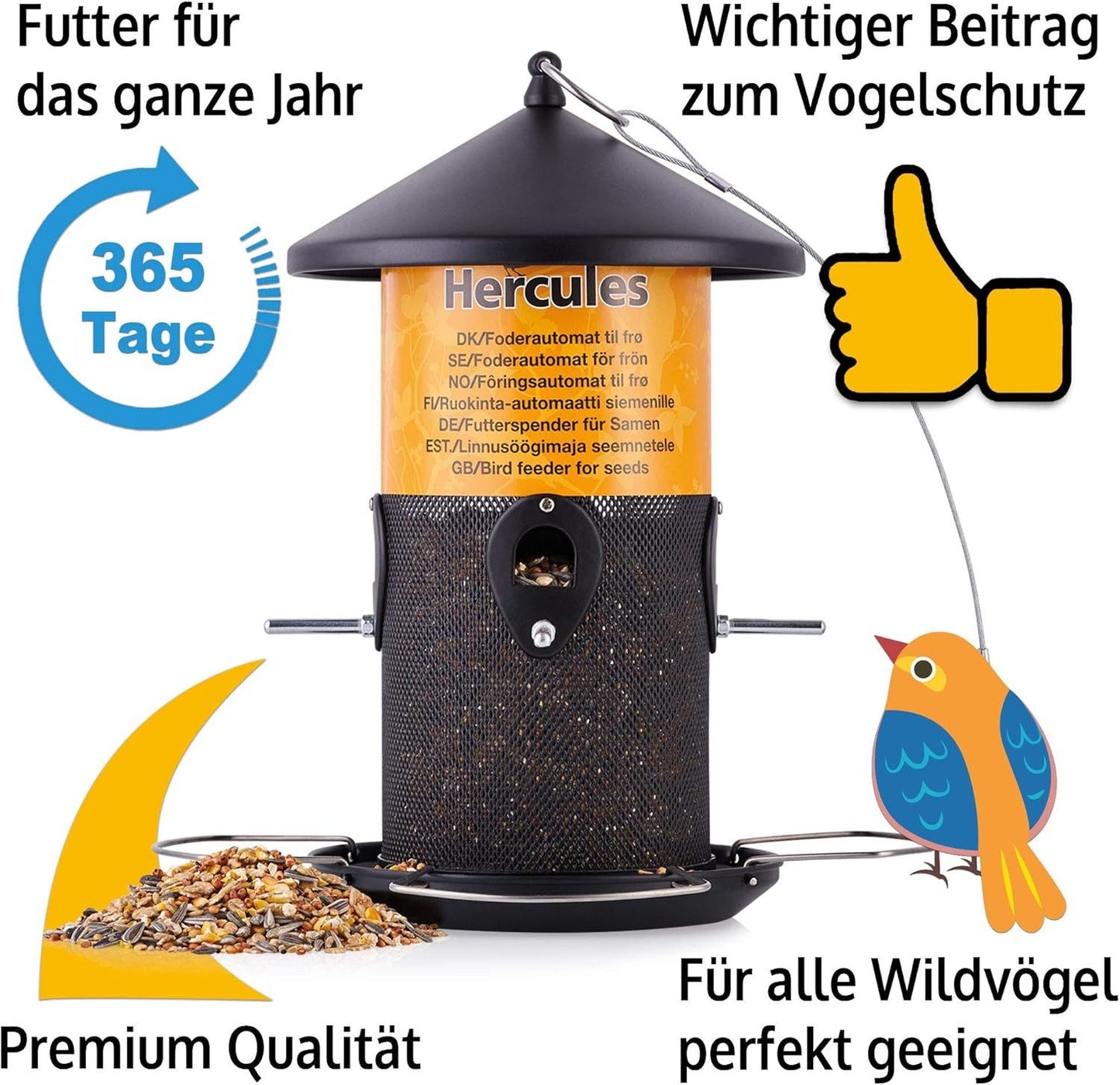 Futterstation Premium XL Vogelfutterspender Vogelfutterhaus Metall Futtersilo
