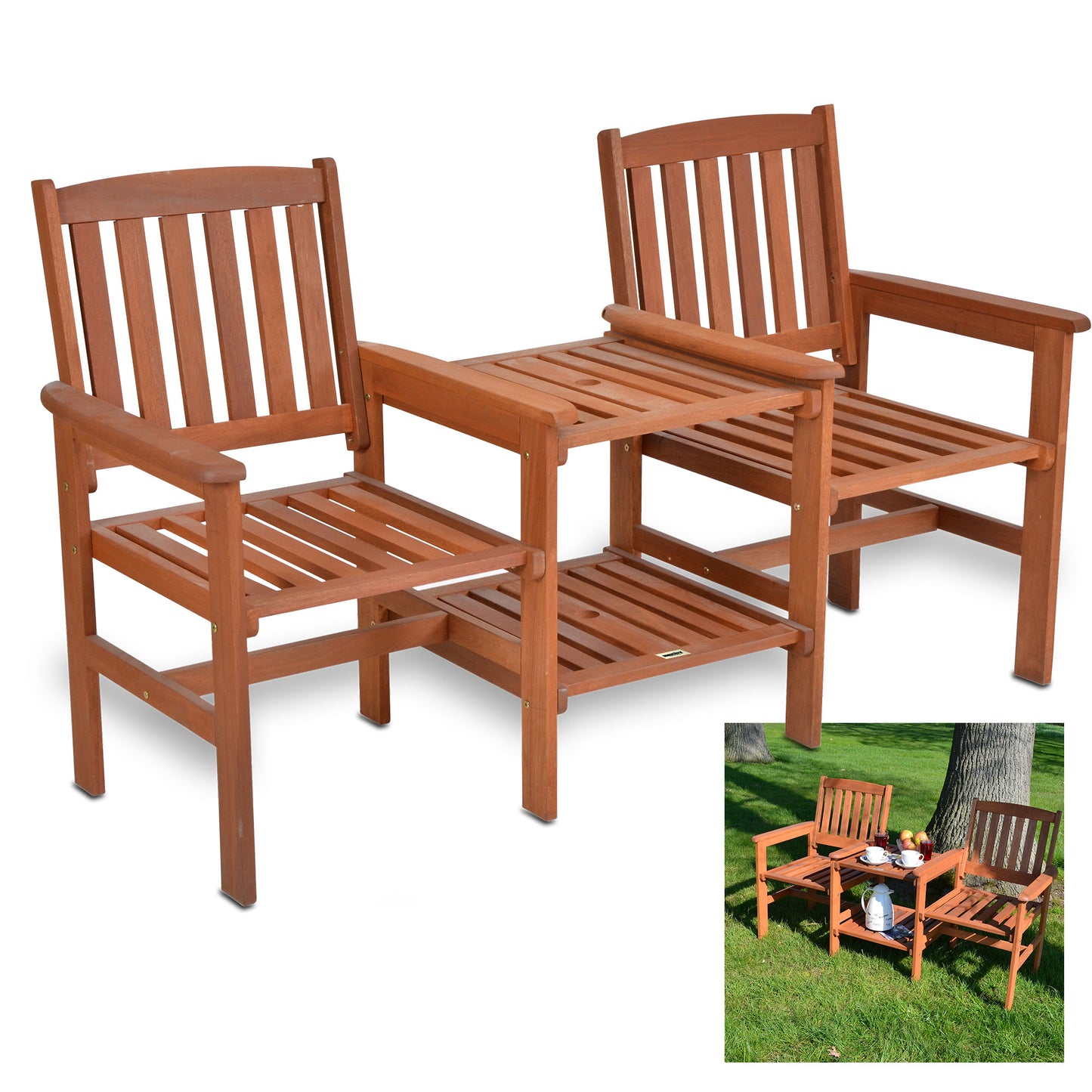 !! Bitte Lesen !!! Teebench Gartenbank 2 Sitzer Meranti Outdoor Sitzbank