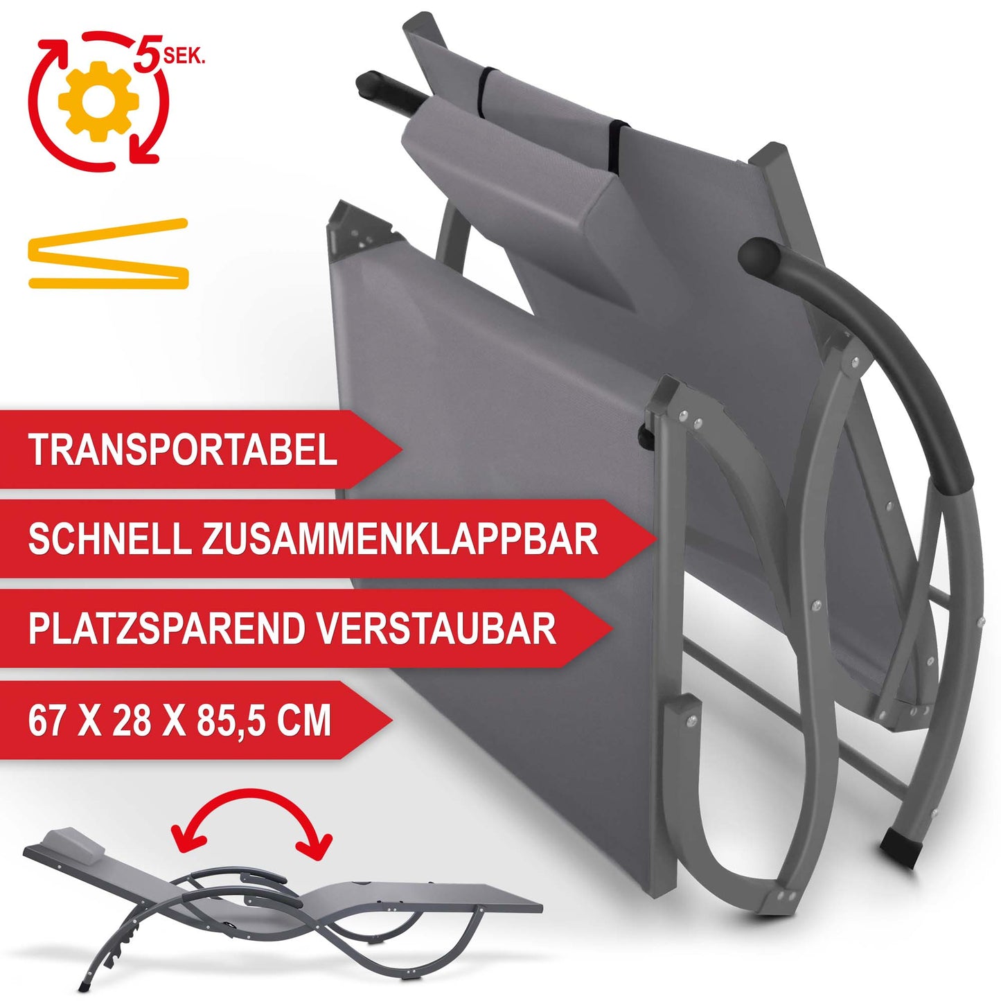 BITTE LESEN !!! Retourenware ! Relaxliege Liege Sonnenliege Madrid Grau