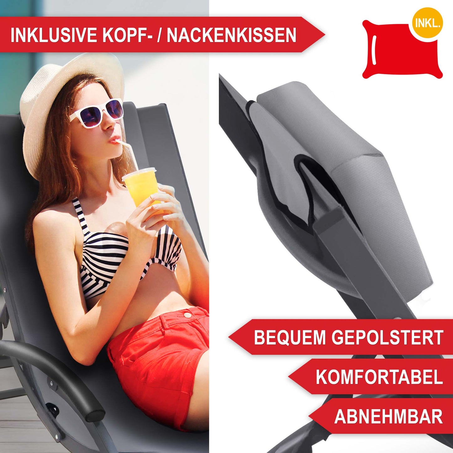 BITTE LESEN !!! Retourenware ! Relaxliege Liege Sonnenliege Madrid Grau