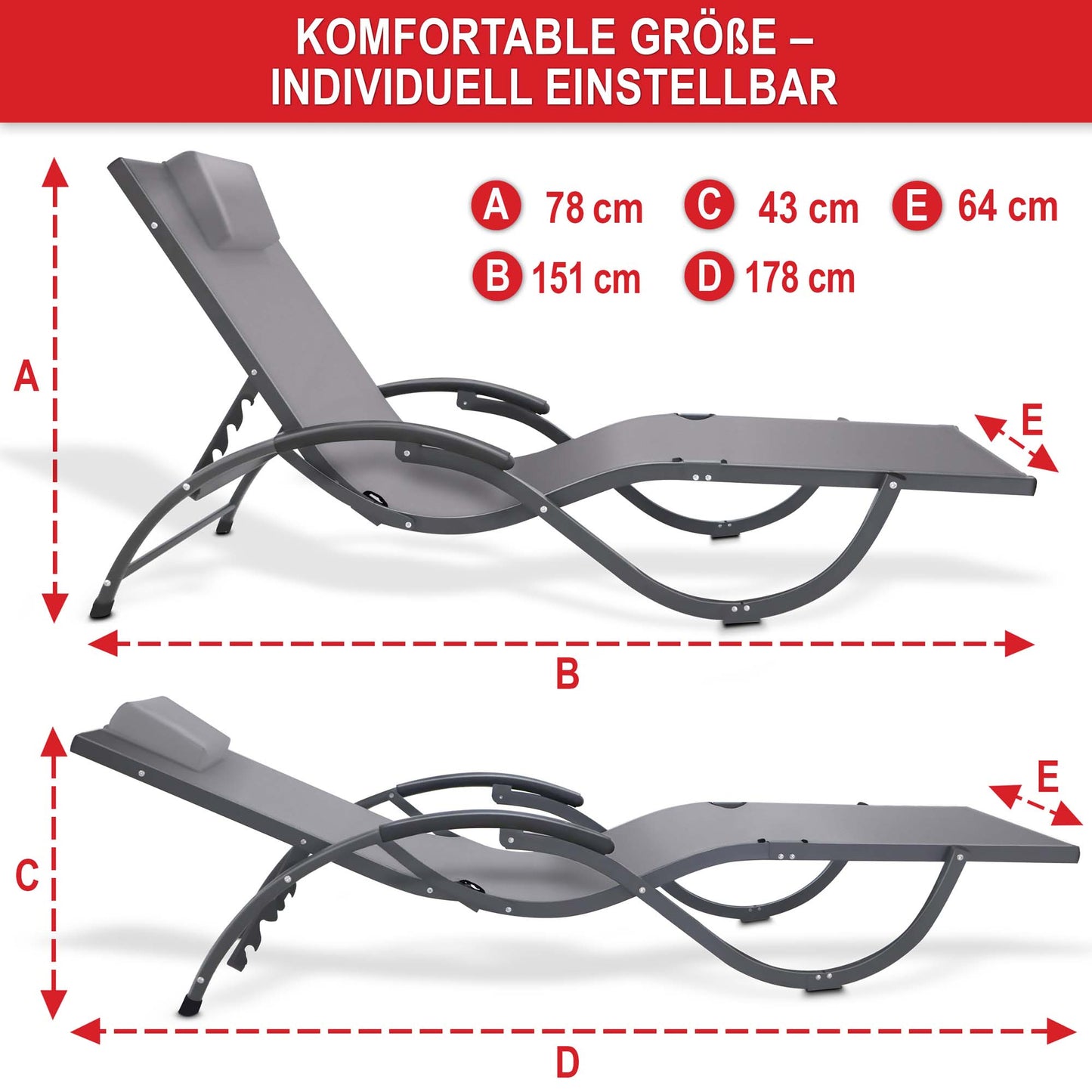 BITTE LESEN !!! Retourenware ! Relaxliege Liege Sonnenliege Madrid Grau