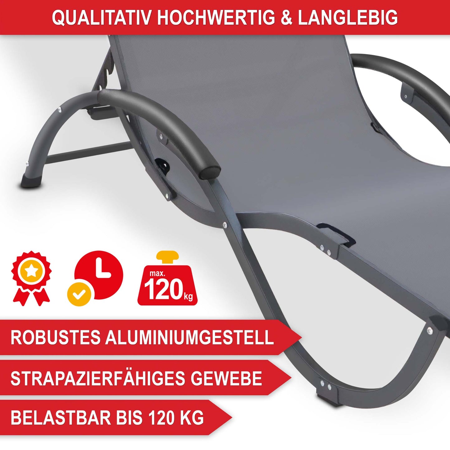 BITTE LESEN !!! Retourenware ! Relaxliege Liege Sonnenliege Madrid Grau
