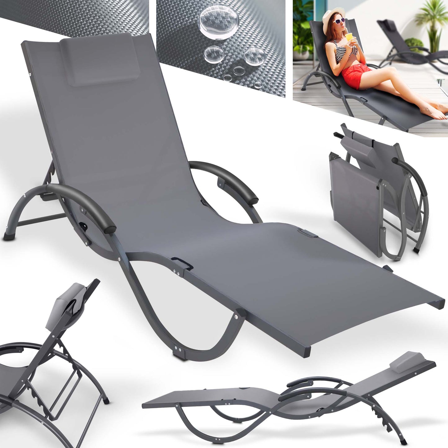 BITTE LESEN !!! Retourenware ! Relaxliege Liege Sonnenliege Madrid Grau
