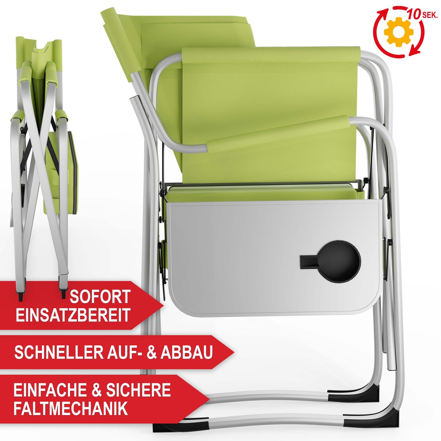 Campingstuhl Camping Stuhl Klappstuhl Faltmechanik Faltbar Grün