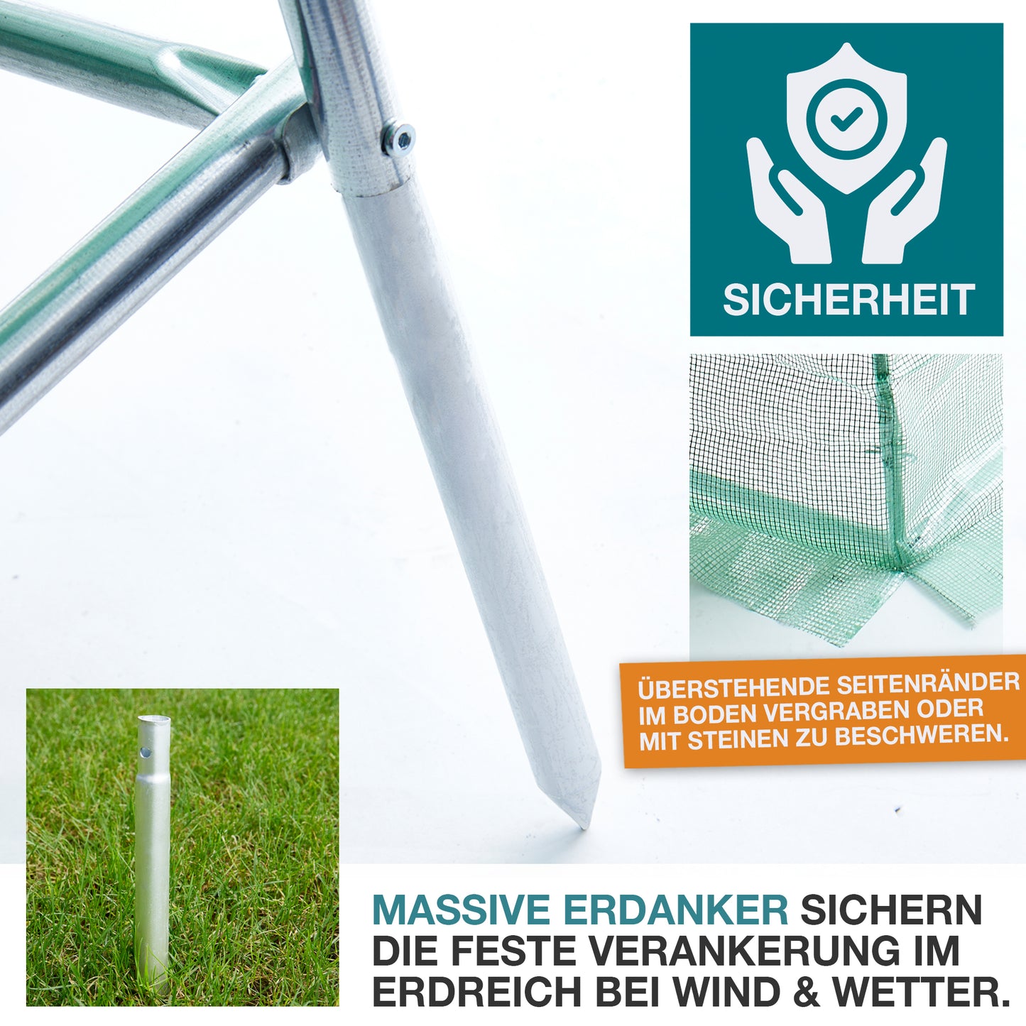 Foliengewächshaus Gewächshaus Treibhaus Frühbeet Fundament Pflanzen Aufzucht 3 x 4