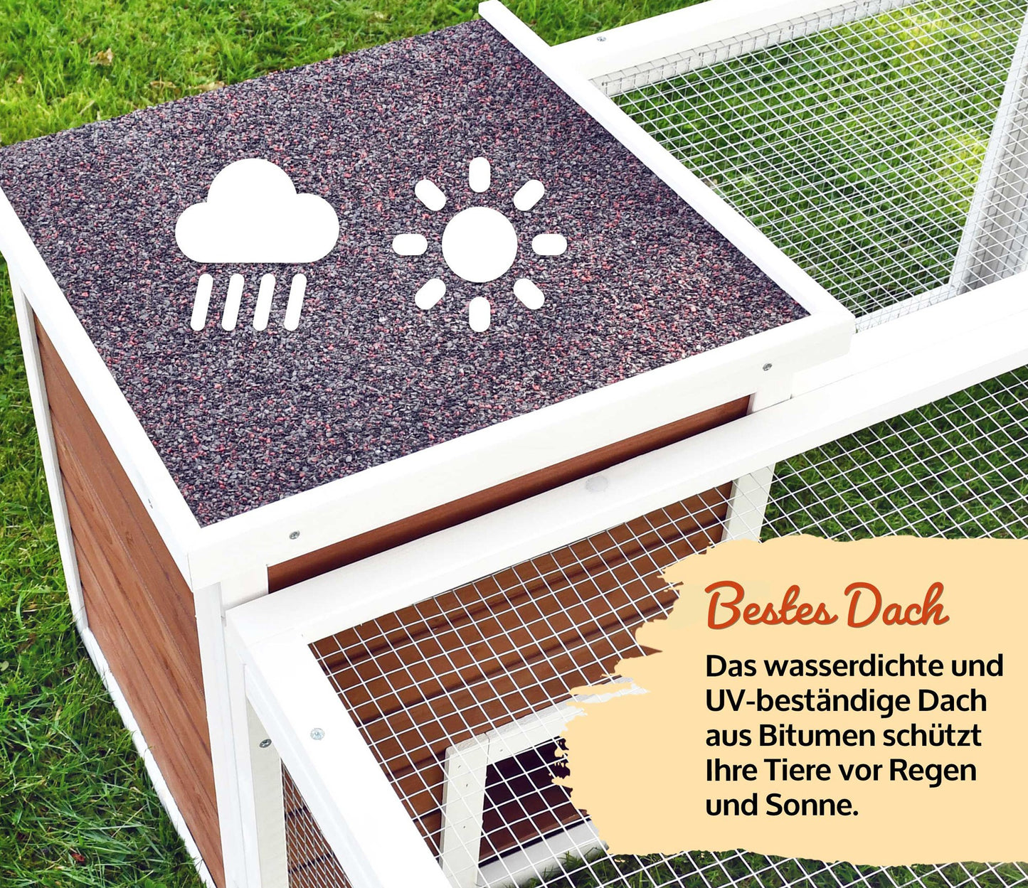 Freilaufgehege mit Stall Hasenstall Kaninchenstall Meerschweinchen Freilauf Auslauf 128/100/46,5 cm