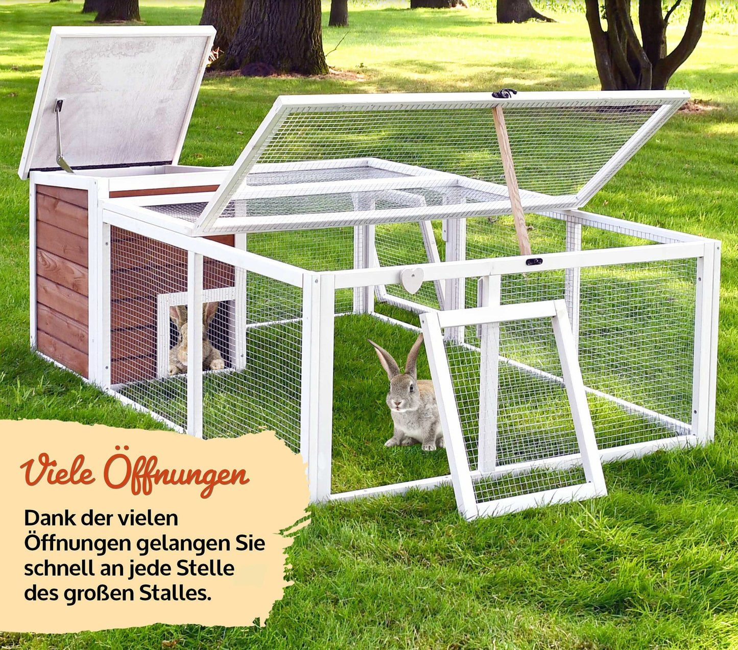 Auslauf Freilaufgehege mit Stall Hasenstall Kaninchenstall Meerschweinchen Freilauf 218/100/46,5 cm