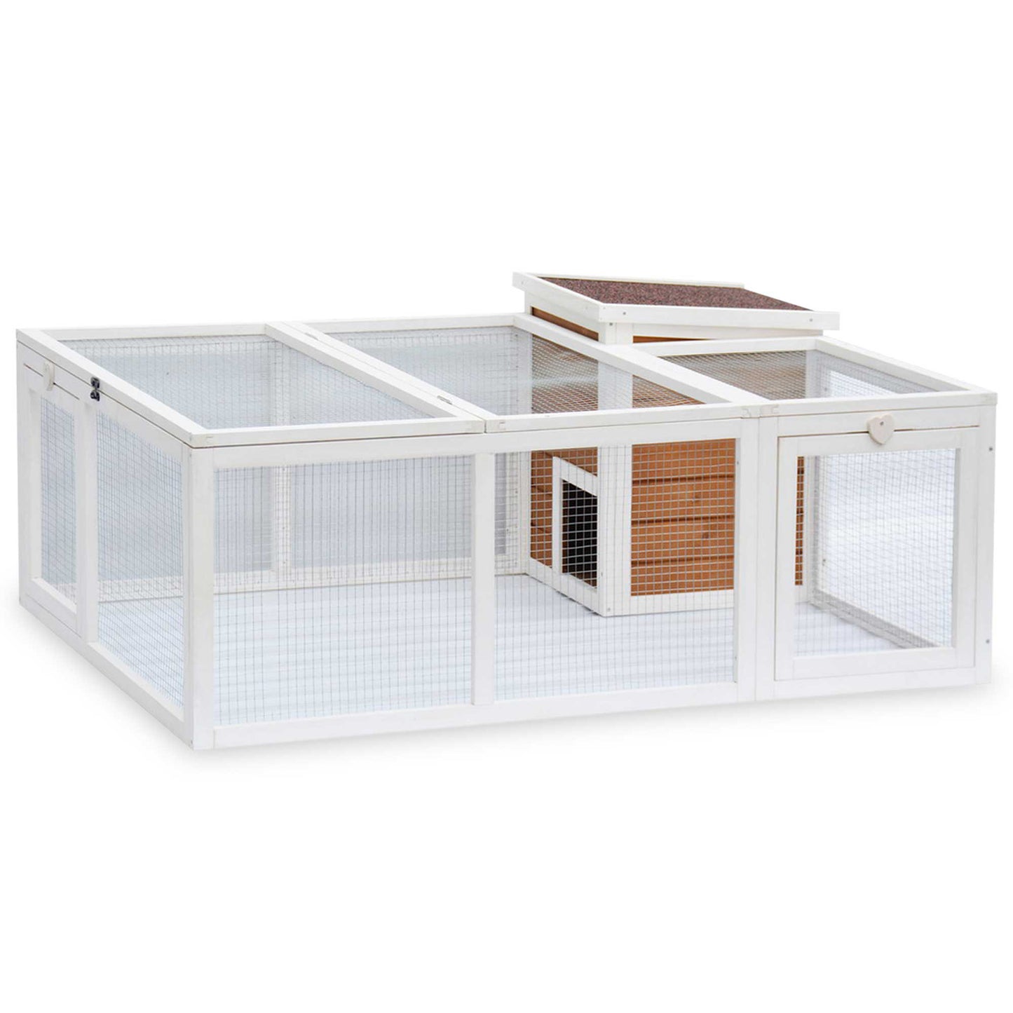 Freilaufgehege mit Stall Hasenstall Kaninchenstall Meerschweinchen Freilauf Auslauf 128/100/46,5 cm