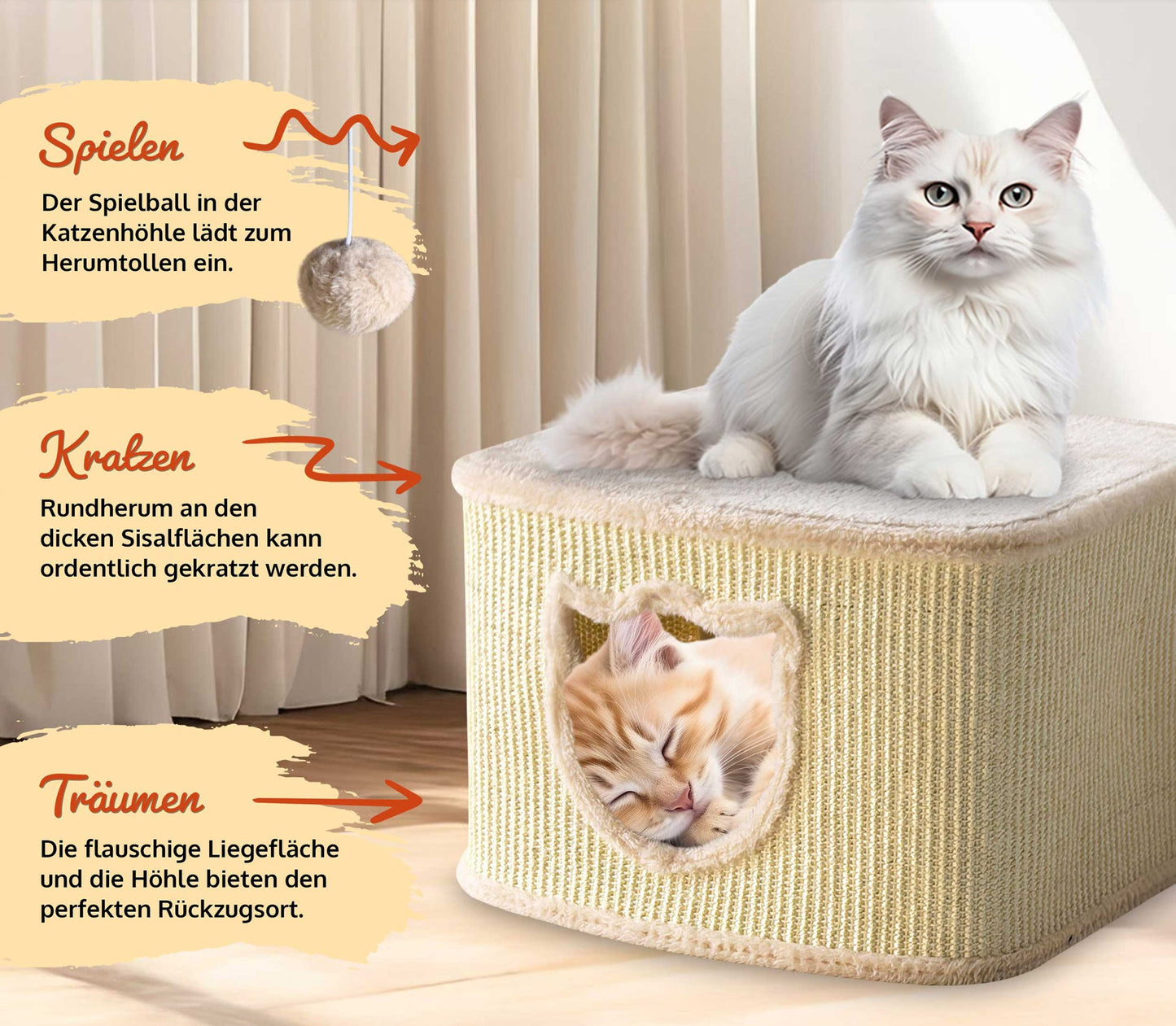 !Bitte Lesen!Retourenware!Katzenhaus Sisal Beige