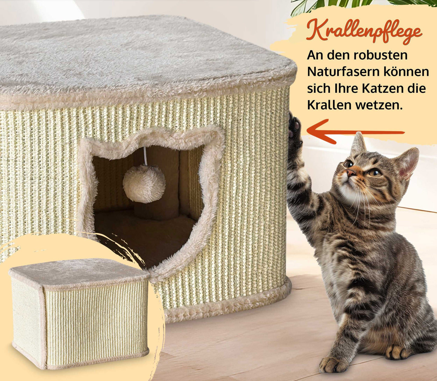 !Bitte Lesen!Retourenware!Katzenhaus Sisal Beige