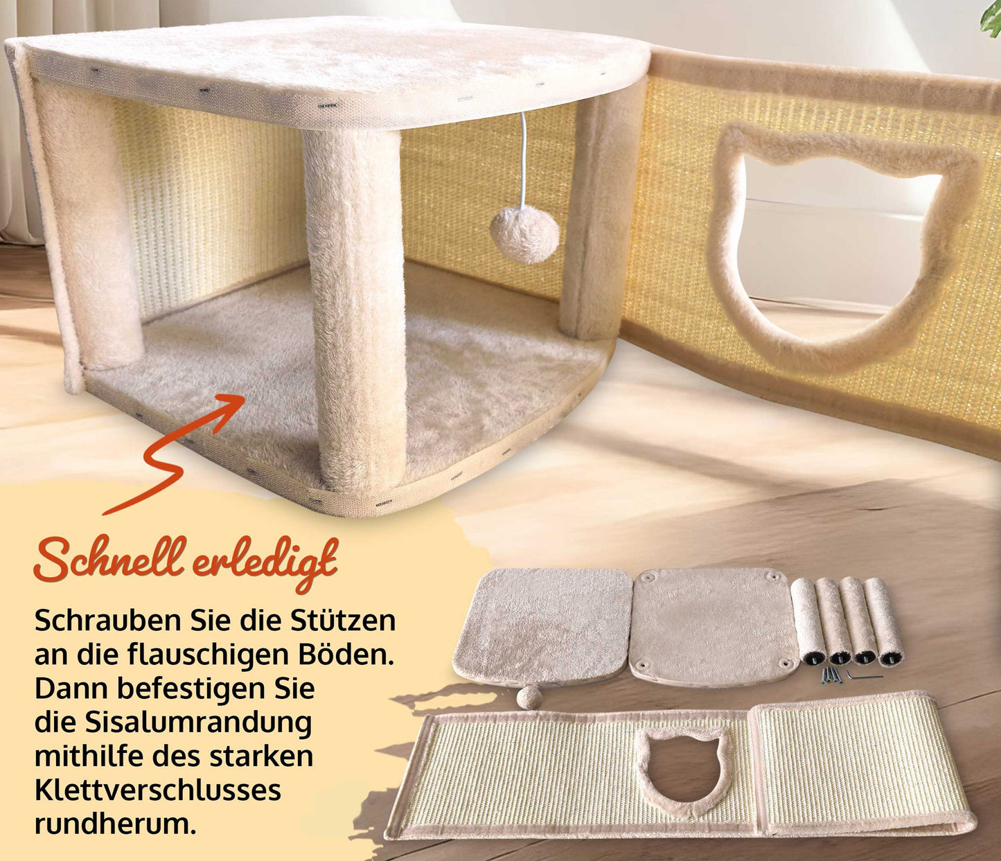 !Bitte Lesen!Retourenware!Katzenhaus Sisal Beige
