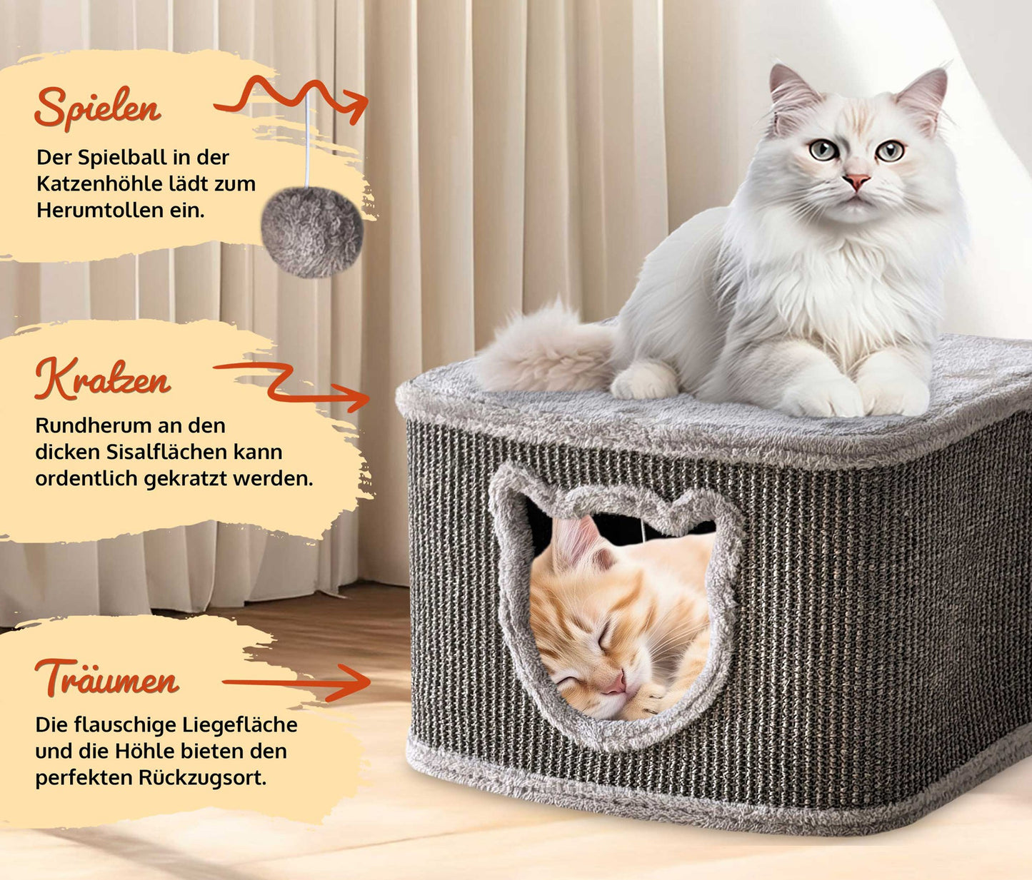 !Bitte Lesen!Retourenware! Katzenhaus Sisal Grau