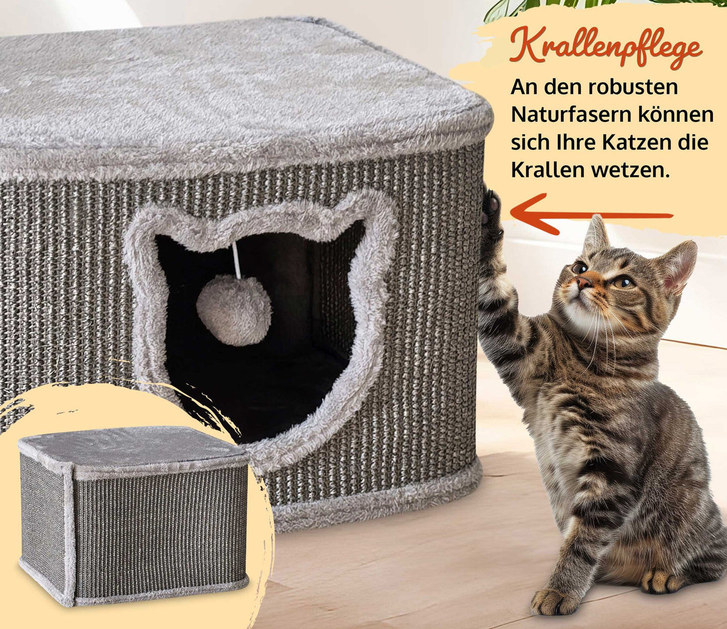 !Bitte Lesen!Retourenware! Katzenhaus Sisal Grau