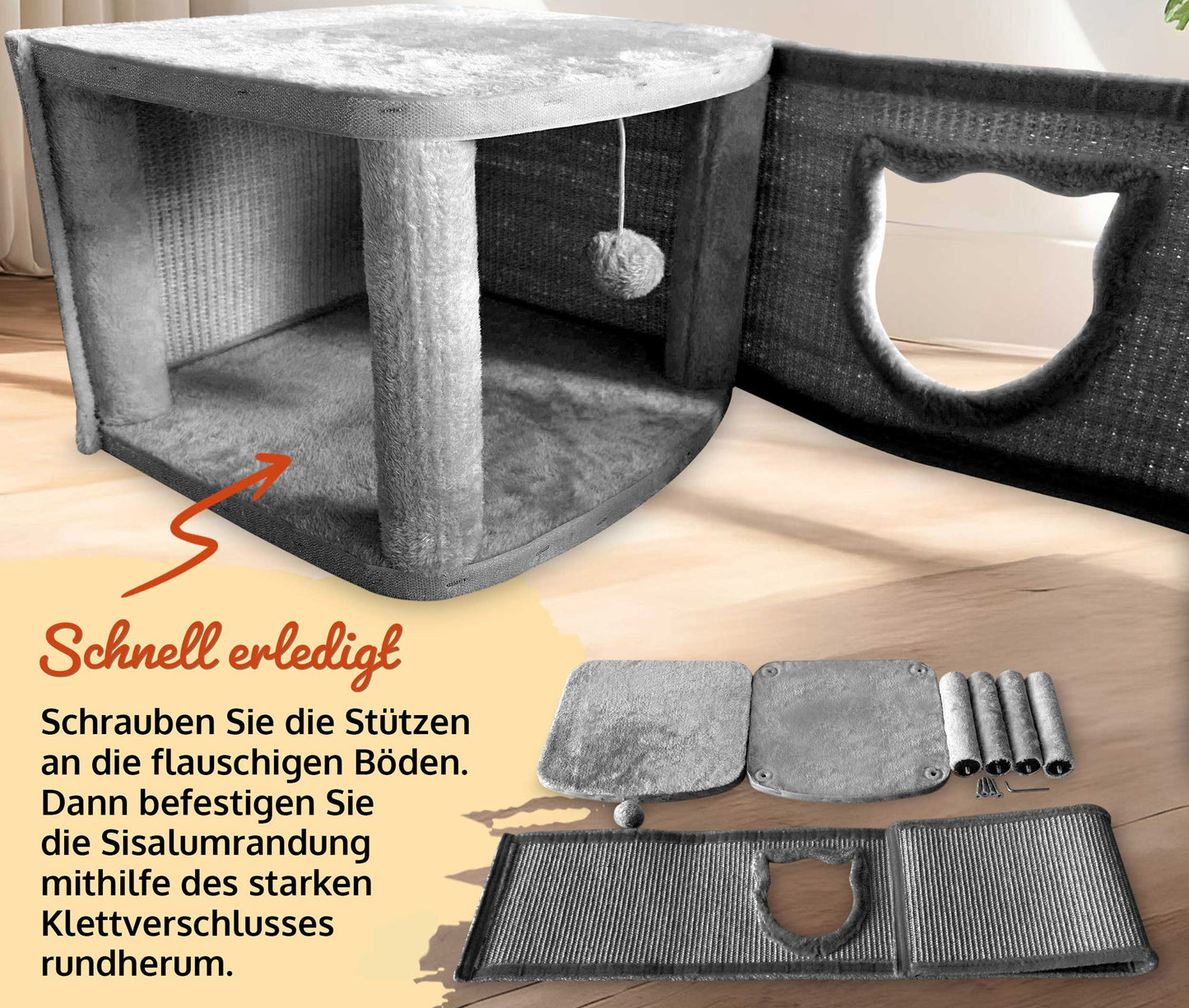 !Bitte Lesen!Retourenware! Katzenhaus Sisal Grau