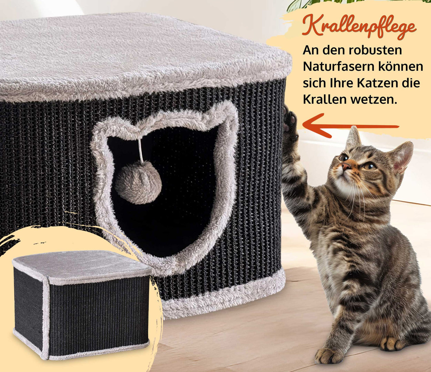 !Bitte Lesen!Retourenware! Katzenhaus Sisal Schwarz