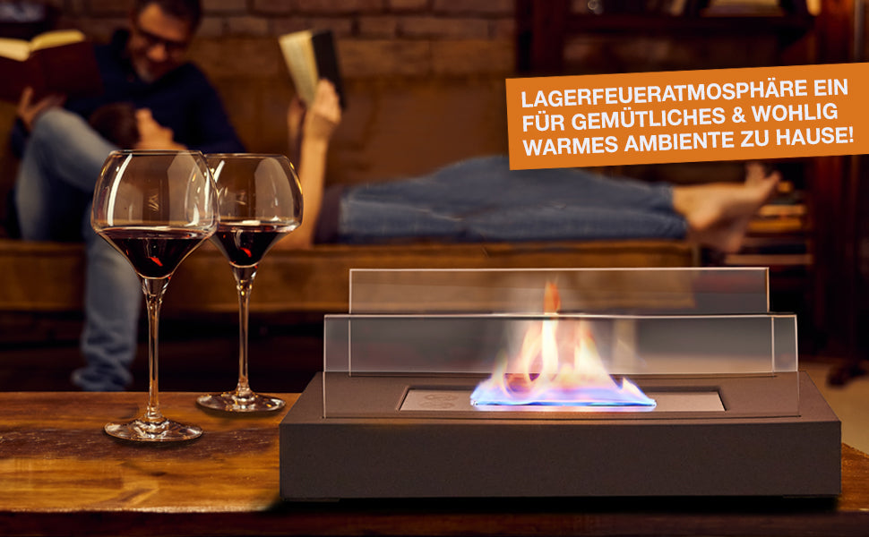 Tischfeuer Tischkamin Bio Ethanol Zimmer Innen Außen Deko Kamin Indoor Feuer