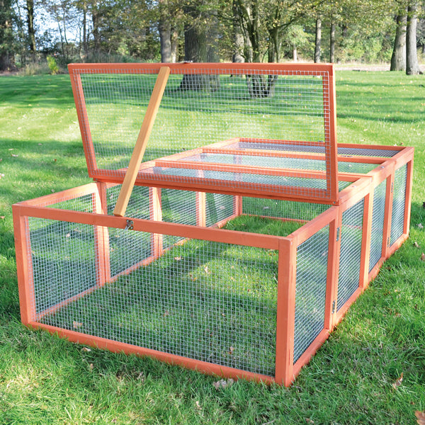 Hasenstall Kaninchenstall Meerschweinchenstall Auslauf XL braunen Holzton 401