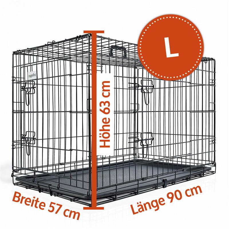 Hundetransportbox Größe L – 90 x 57 x 63 cm (L x B x H), Gewicht 9,7 kg