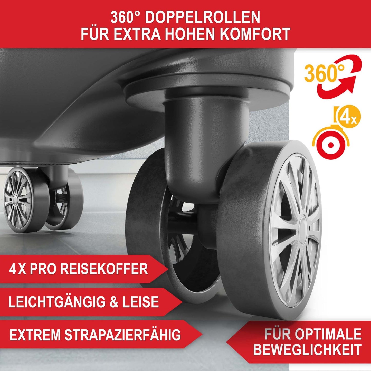 3 teiliges Kofferset Schwarz S-M-L-