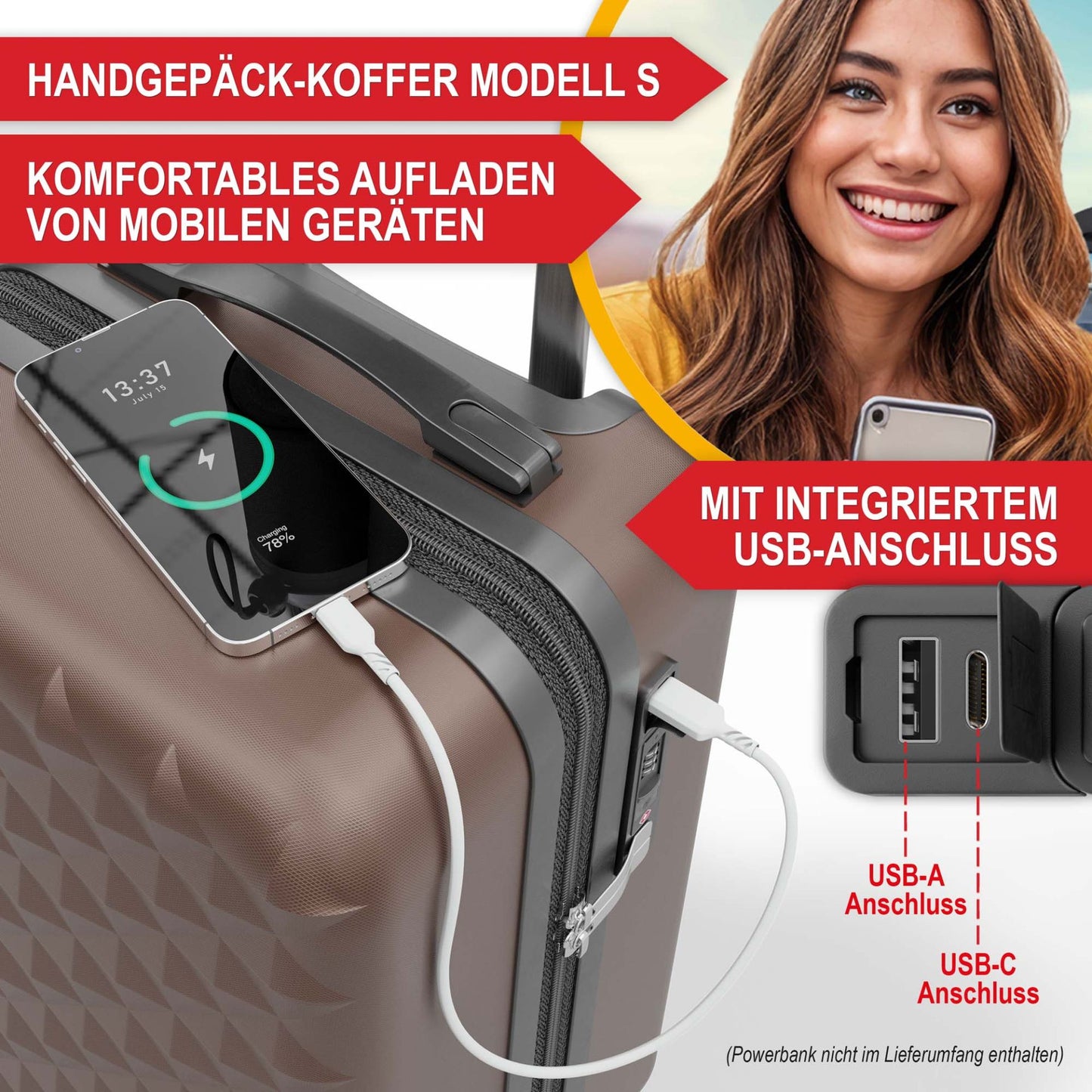 3 teiliges Kofferset Coffee S-M-L