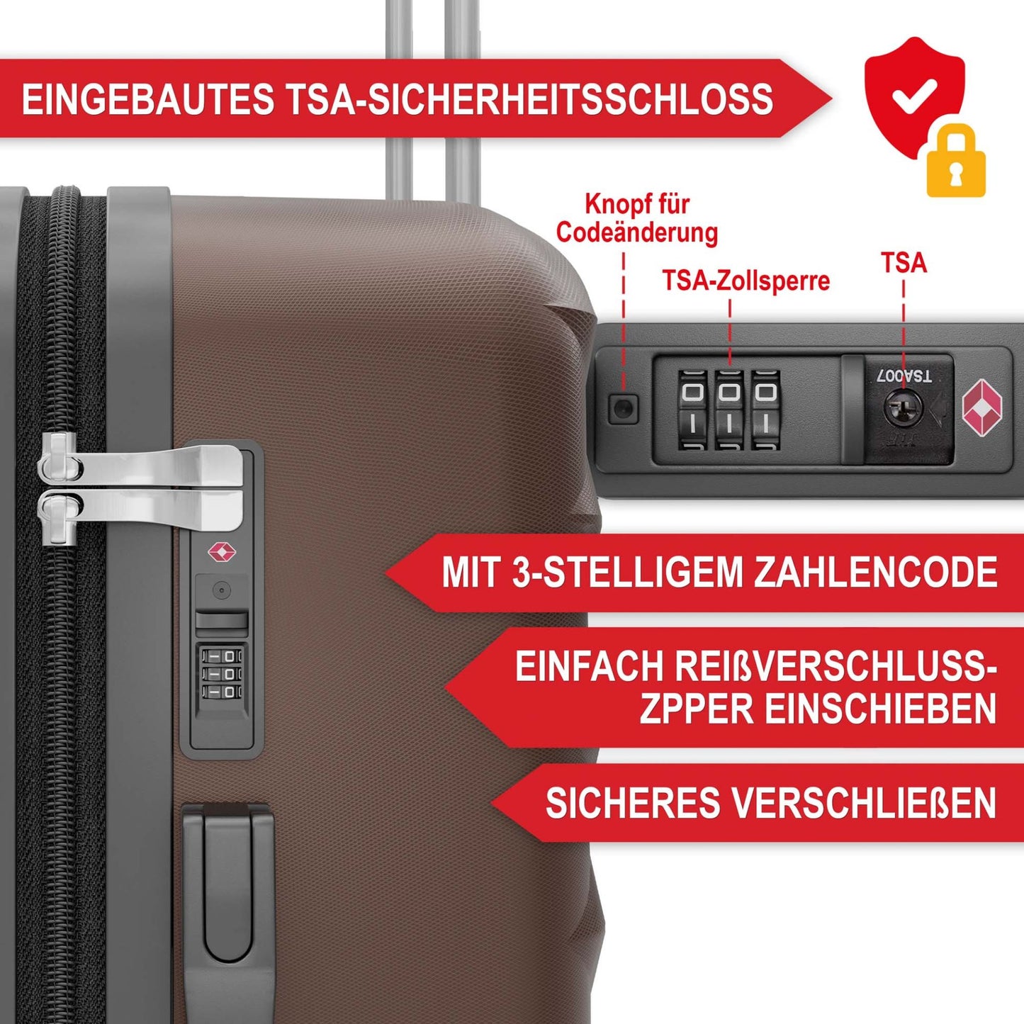 3 teiliges Kofferset Coffee S-M-L