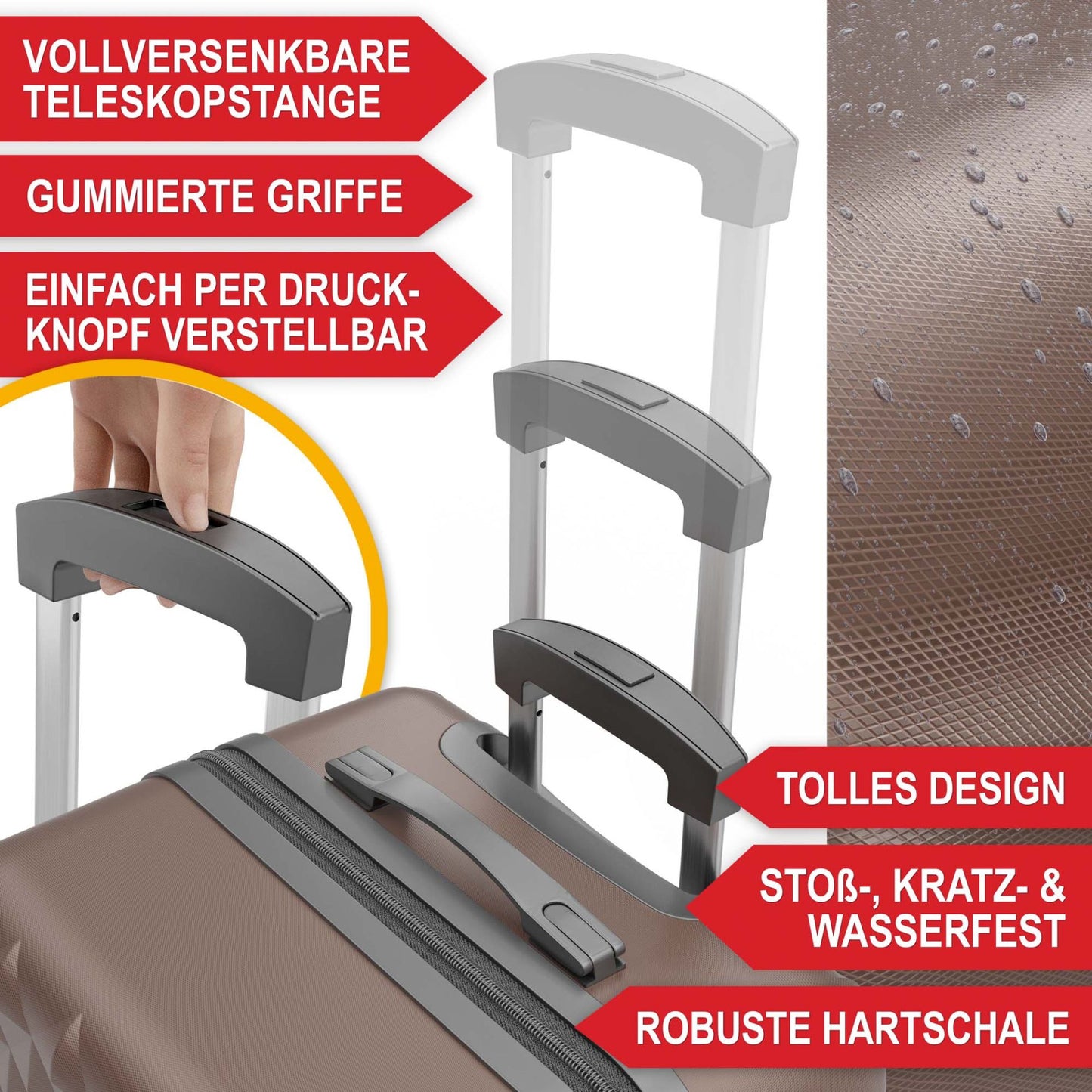 3 teiliges Kofferset Coffee S-M-L