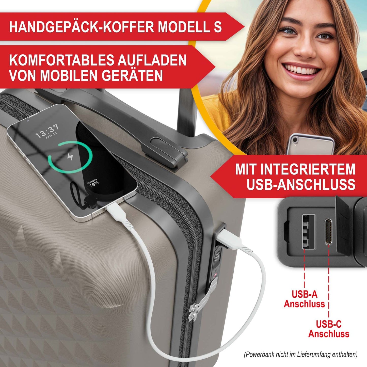 3 teiliges Kofferset Champanger S-M-L