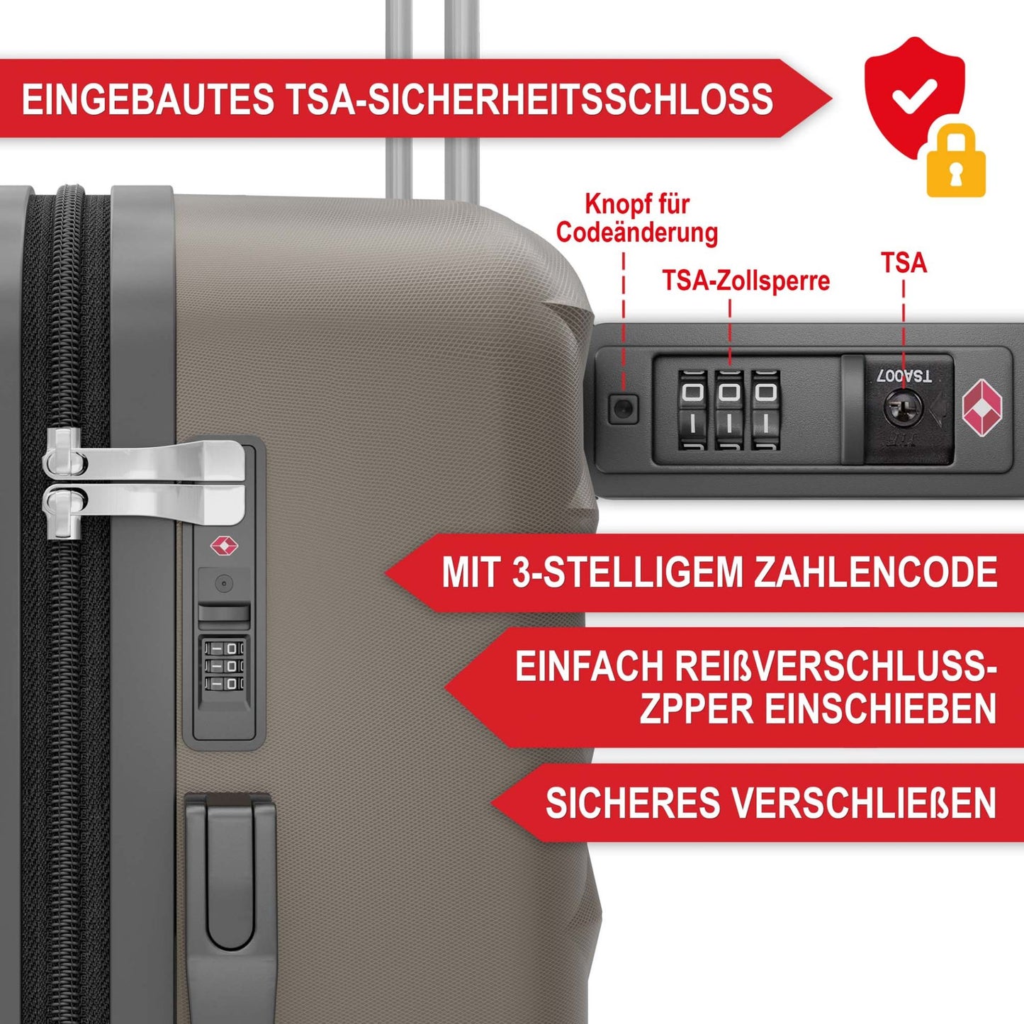 3 teiliges Kofferset Champanger S-M-L