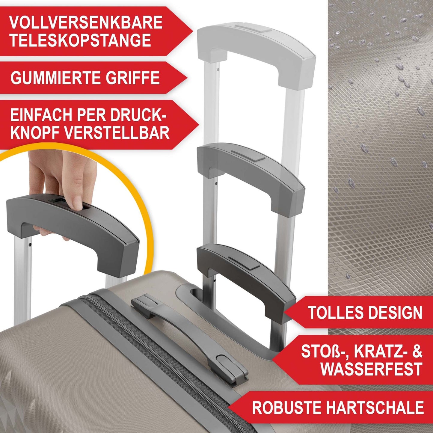 3 teiliges Kofferset Champanger S-M-L