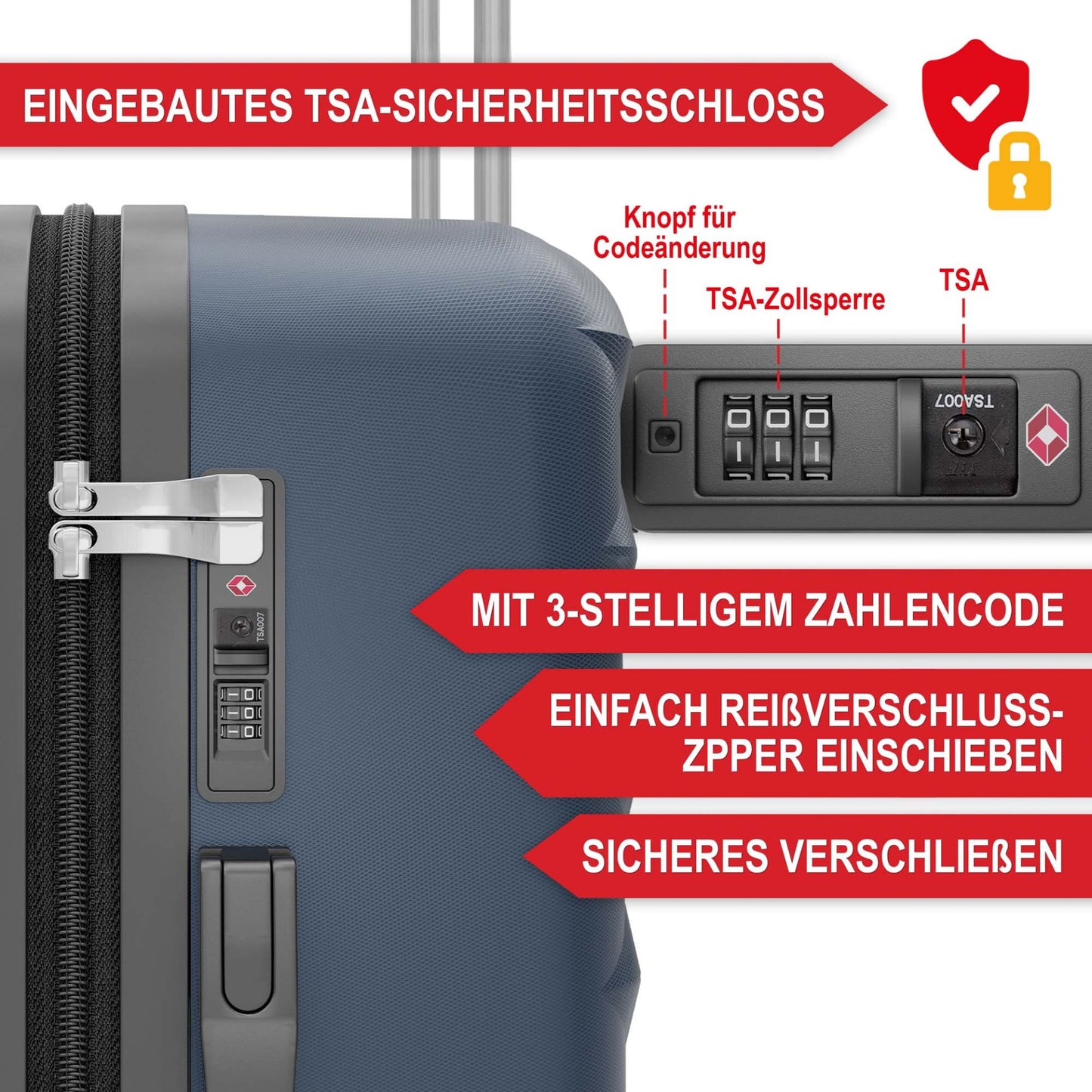 3 teiliges Kofferset Blau S-M-L
