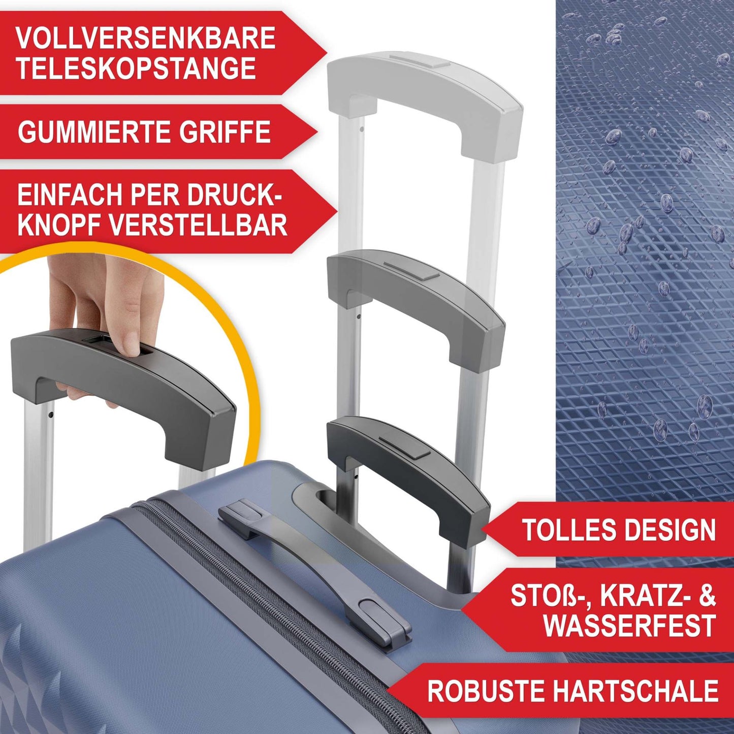 3 teiliges Kofferset Blau S-M-L