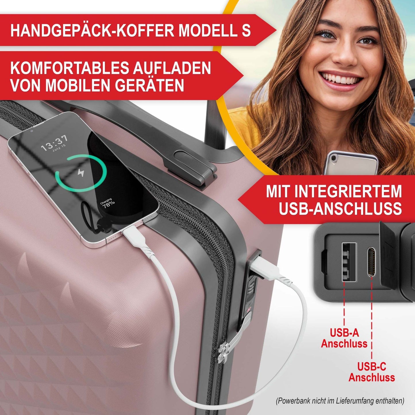 3 teiliges Kofferset Rose-Gold S-M-L-
