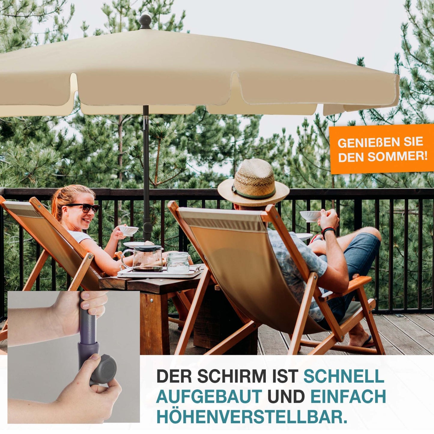 !! Bitte Lesen !! Sonnenschirm Beige 125 x 200 cm