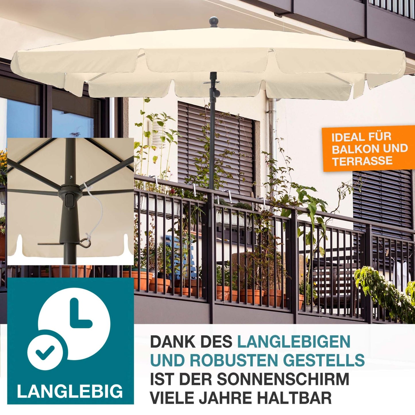 Sonnenschirm Beige 125 x 200 cm (B x T)