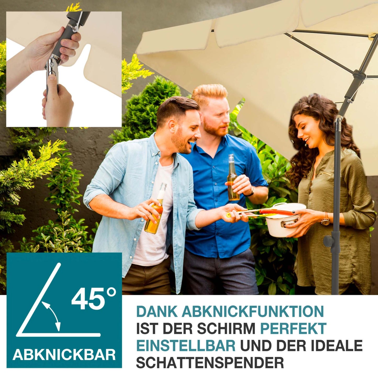 Sonnenschirm Beige 125 x 200 cm (B x T)