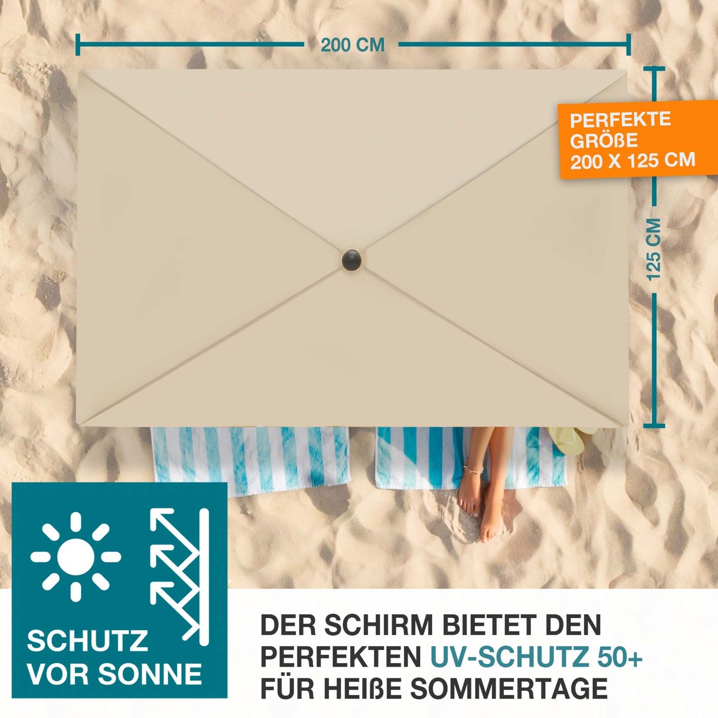 Sonnenschirm Beige 125 x 200 cm (B x T)