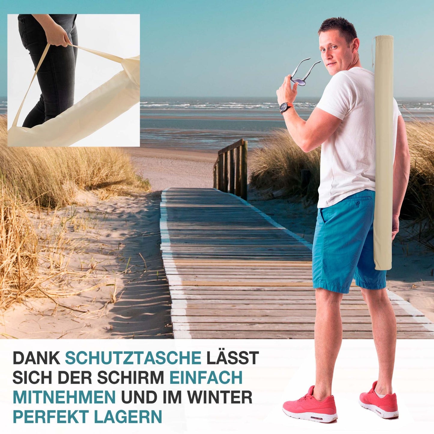 Sonnenschirm Beige 125 x 200 cm (B x T)