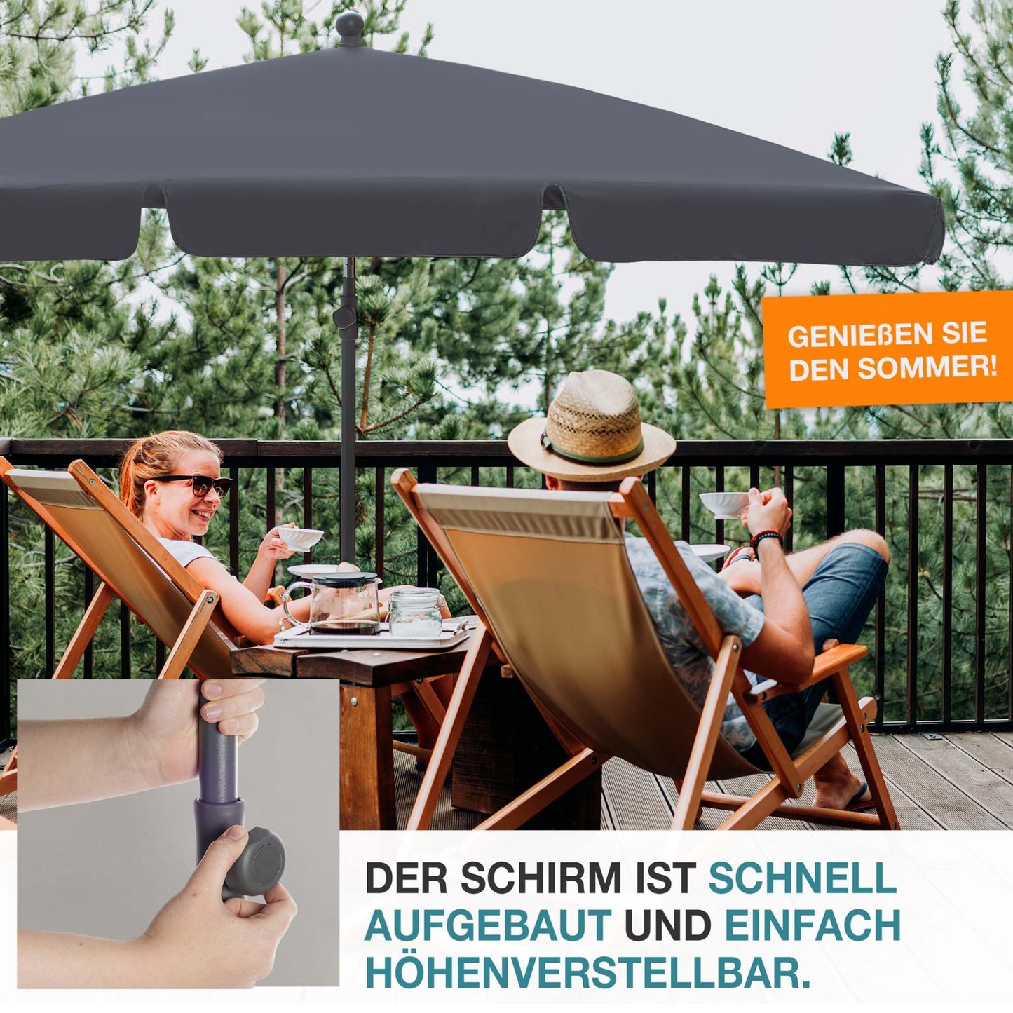 !! Bitte Lesen !! Sonnenschirm Antrazit 125 x 200 cm