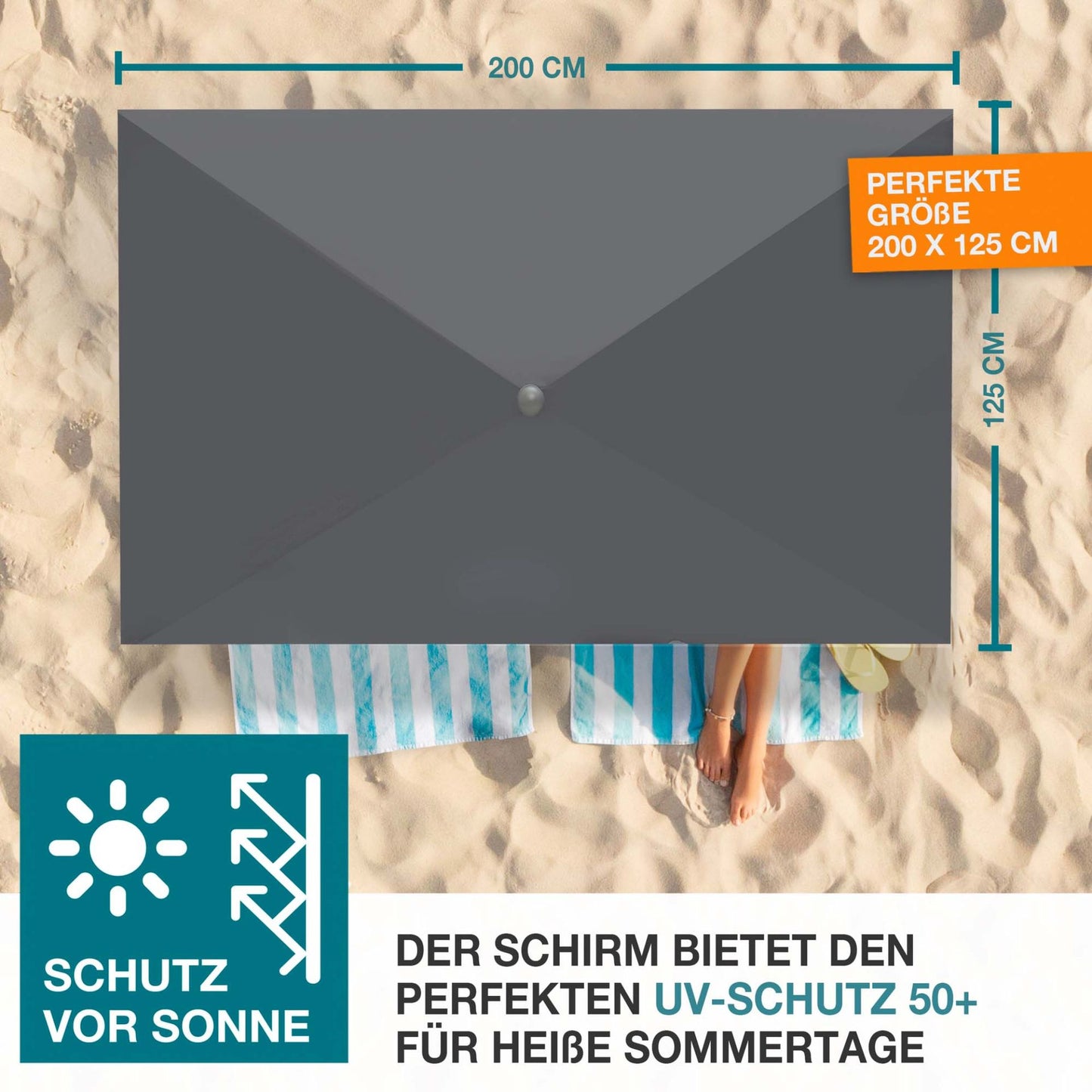 !! Bitte Lesen !! Sonnenschirm Antrazit 125 x 200 cm