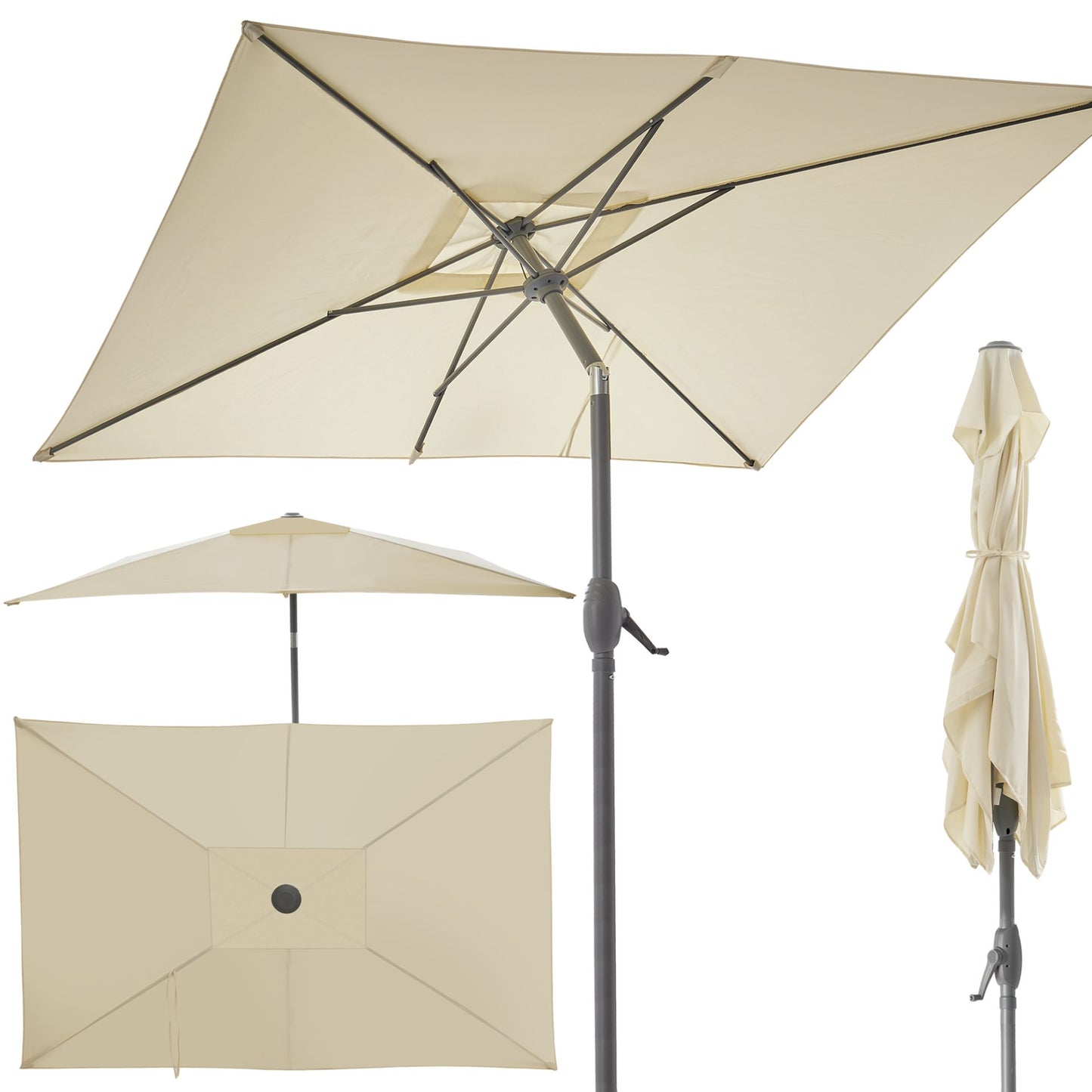 !! Bitte Lesen !! Sonnenschirm mit Kurbel Beige 140 x 210 cm