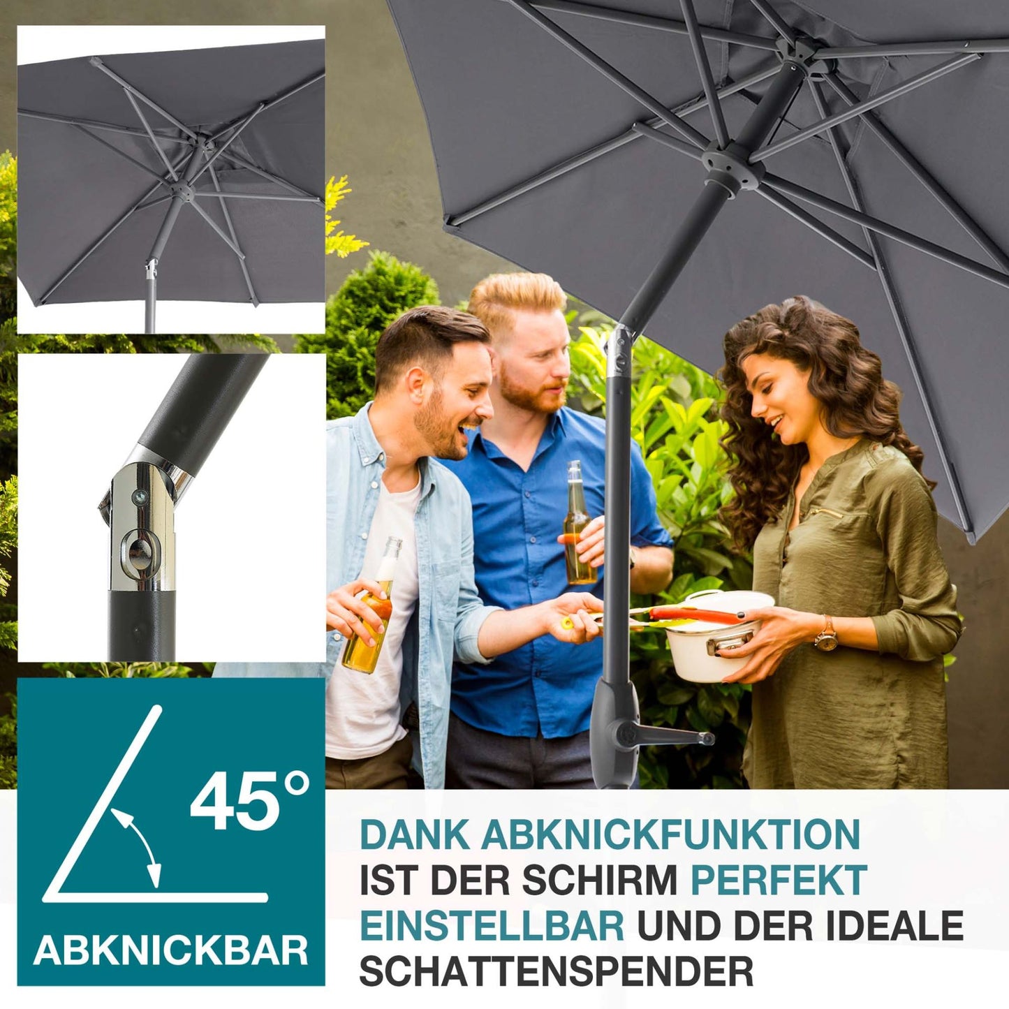 !! Bitte Lesen !! Sonnenschirm mit Kurbel Anthrazit 140 x 210 cm