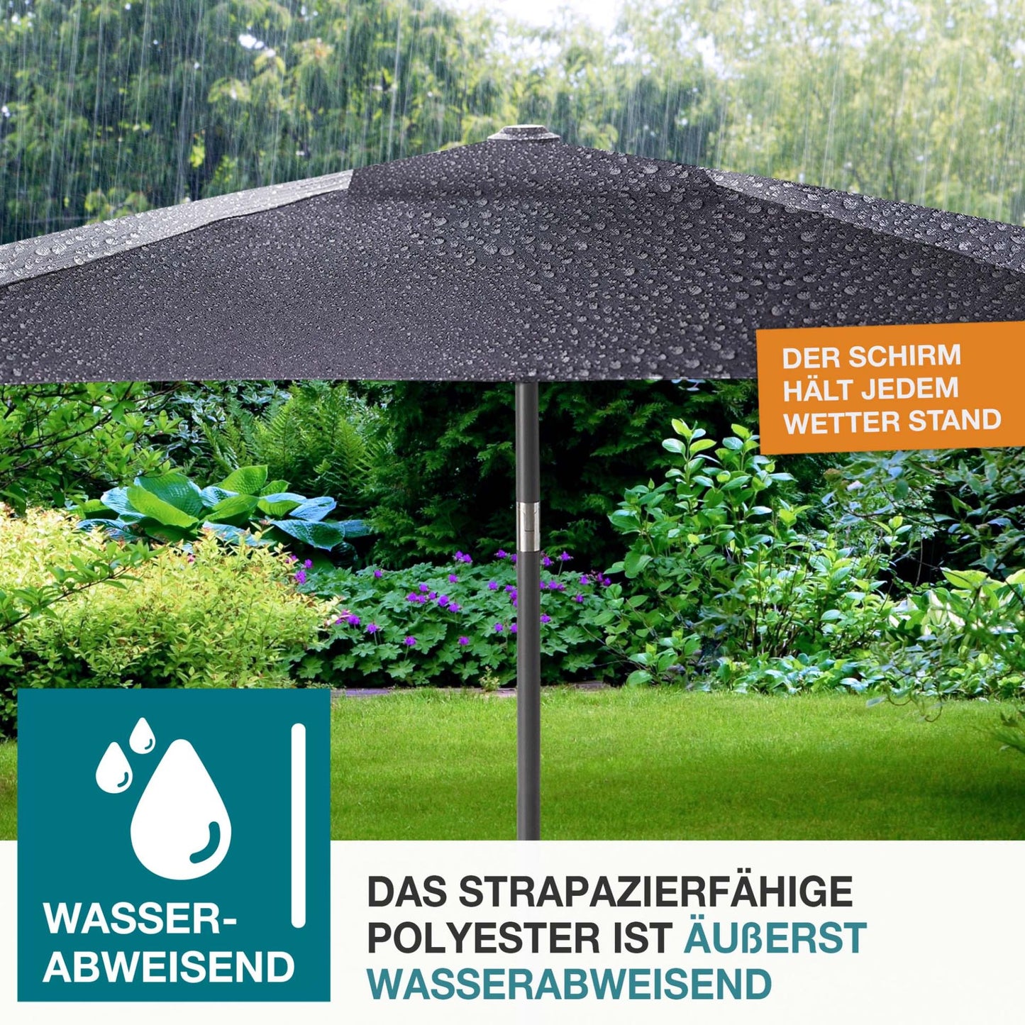 Sonnenschirm mit Kurbel Anthrazit 140 x 210 cm (B x T)