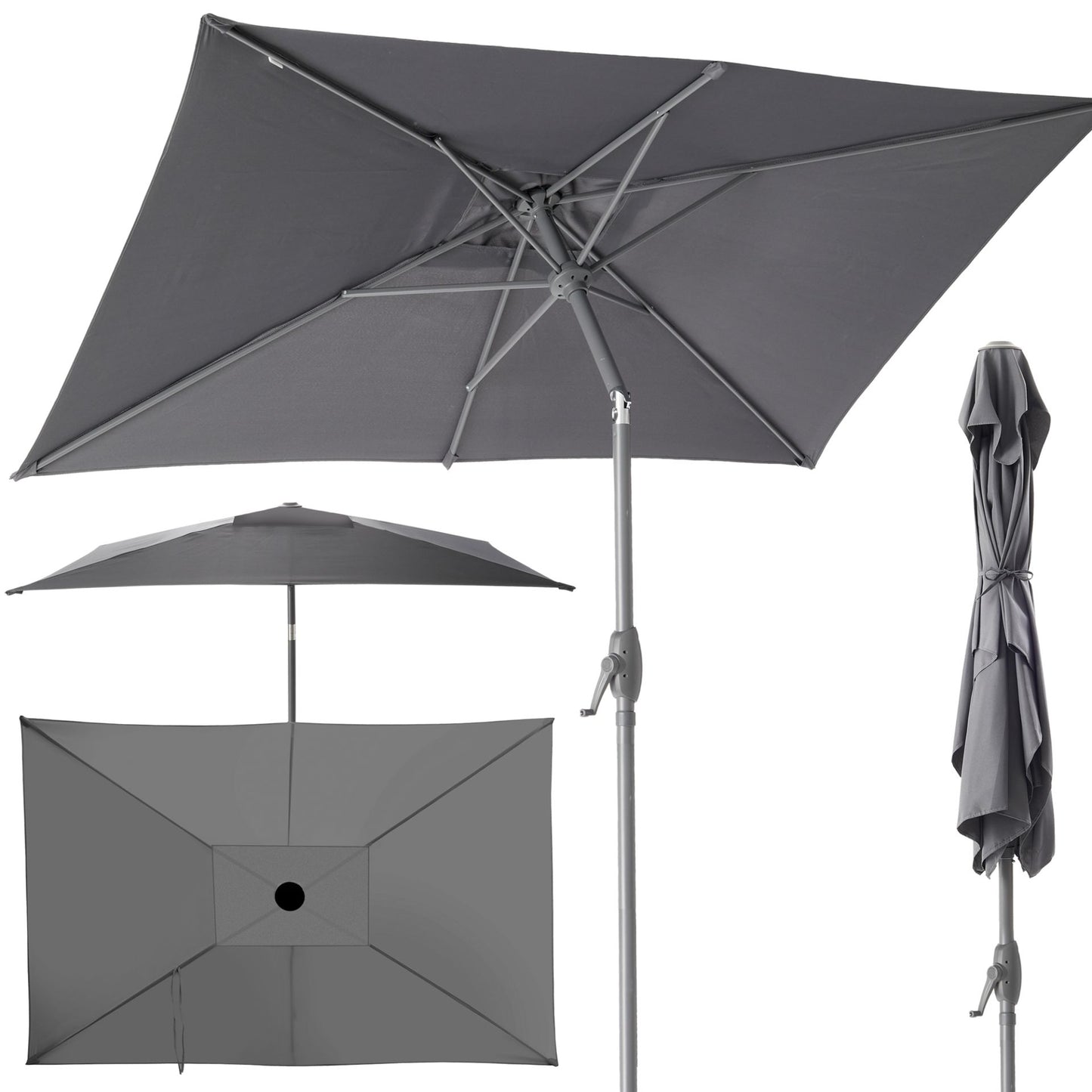 Sonnenschirm mit Kurbel Anthrazit 140 x 210 cm (B x T)