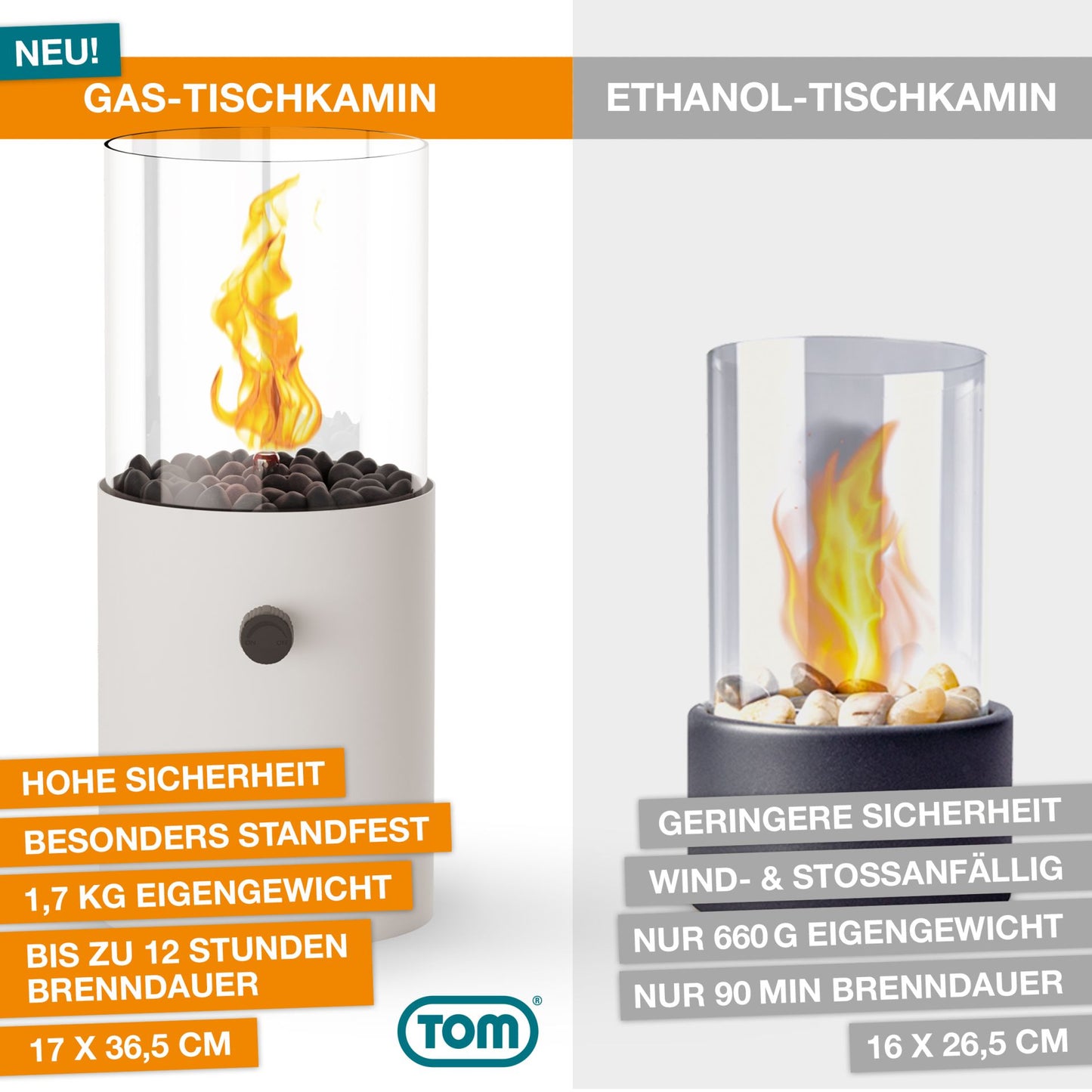 Tischkamin Gas Creme