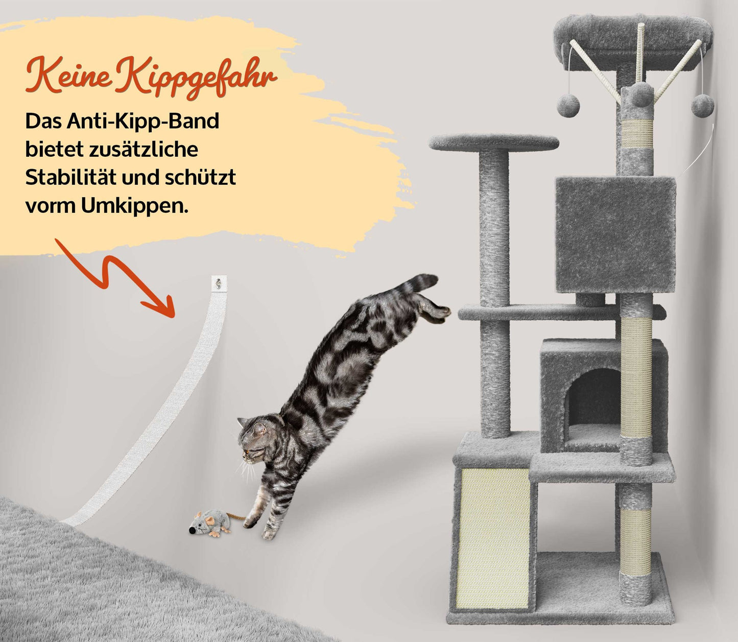 Kitty Hell Grau Katzenbaum Kletterbaum Katzenkratzbaum Katzen