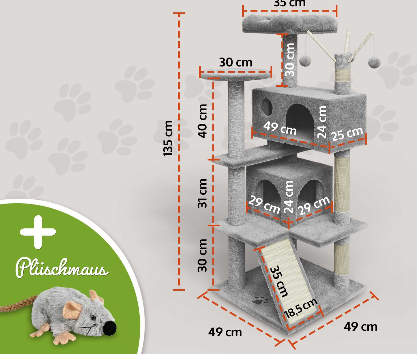 Kitty Hell Grau Katzenbaum Kletterbaum Katzenkratzbaum Katzen