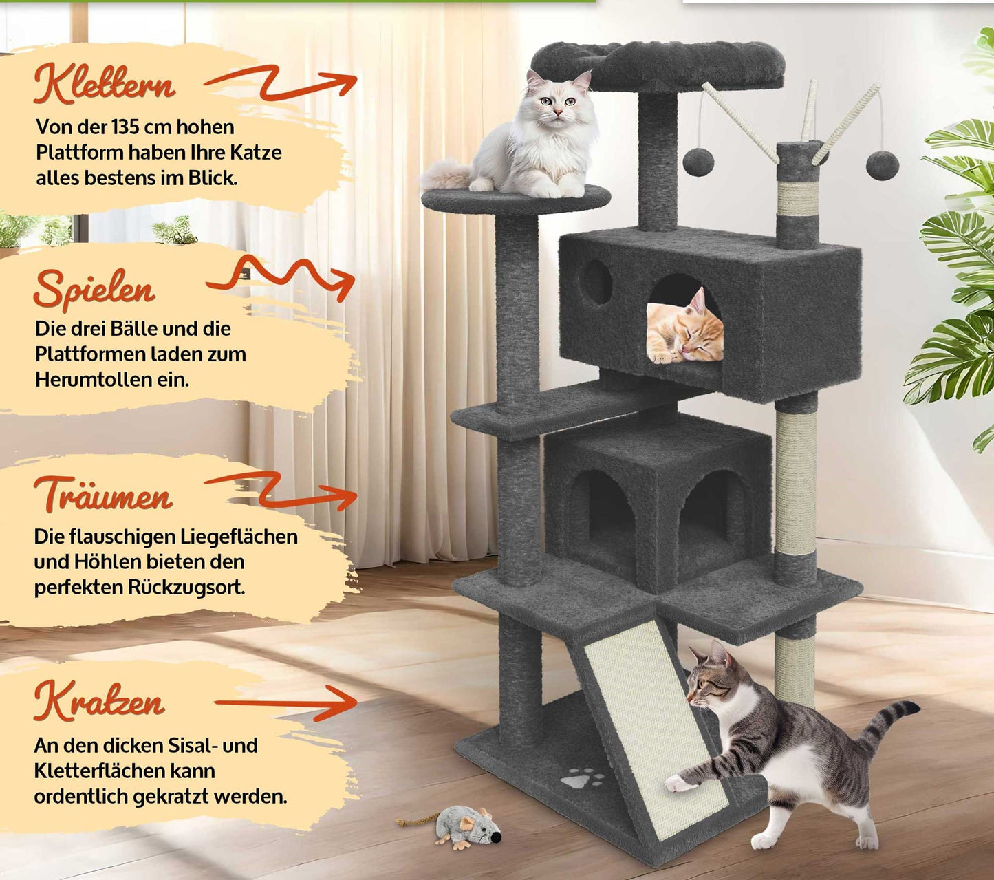 ! Bitte Lesen !! Retourenware ! Kitty Dunkel Grau Katzenbaum Kletterbaum Katzenkratzbaum Katzen