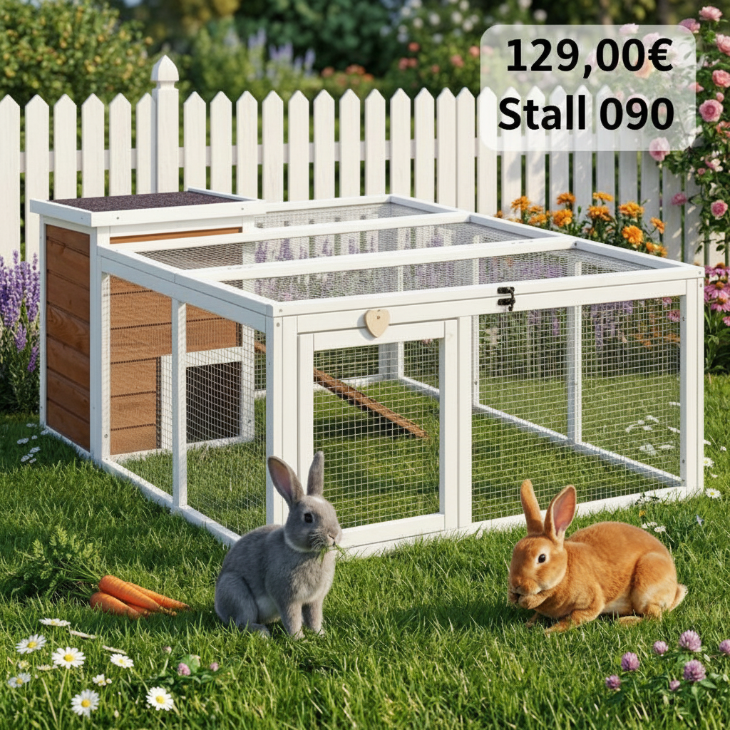 Freilaufgehege mit Stall Hasenstall Kaninchenstall Meerschweinchen Freilauf Auslauf 128/100/46,5 cm