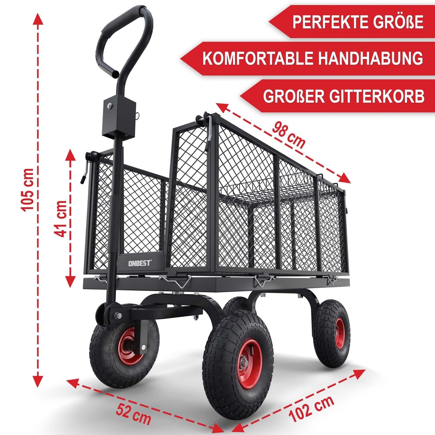 Gartenwagen Bollerwagen Gitter 550kg Transport Geräte Plattform Hand Wagen Karre